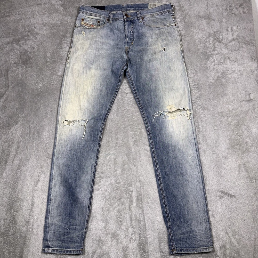 Diesel Jeans Tepphar Slim Carrot‎ Fit Men's 31x30 Button Fly Blue Distressed